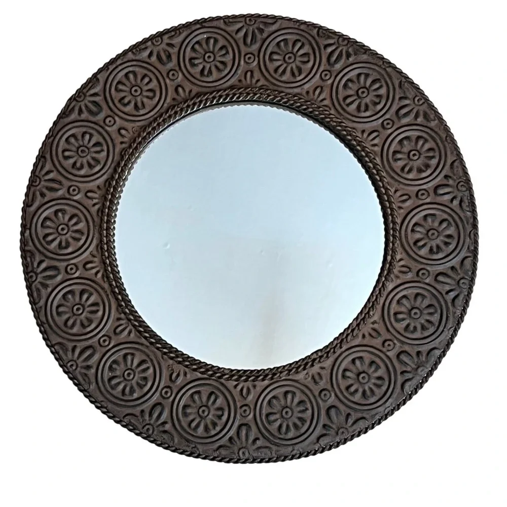 Vintage Home Interiors Set of‎ 2 Stamped Metal hanging Mirrors